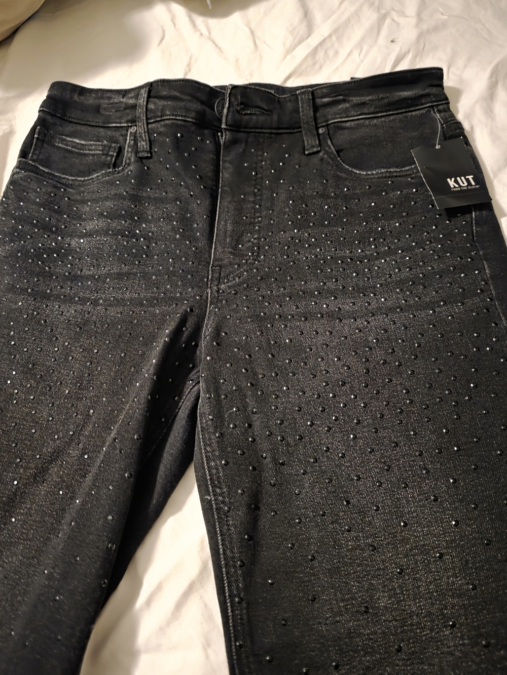 Kut from the Kloth Black Skinny Jeans with Stud Embellishment